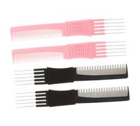 BAZEITFLOW 4pcs Teasing Comb and Hair Parting Comb Set, Carbon Fiber Anti-static Fine Tooth Styling Brushes for Curly Hair, Volume Boost Hairdressing Tools for Women and Men