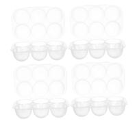 BAZEITFLOW 4pcs Transparent Egg Holder for Camping and Fridge Plastic Egg Storage Box with Protective Lid Individual Compartments Prevent Cracking Reusable