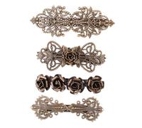 BAZEITFLOW 4pcs Vintage Copper Hair Clips Barrettes Spring Clip, European Style Retro Hair Accessories for Women and Girls, Floral and Hairpins for Daily and Party Use