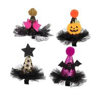 BAZEITFLOW 4pcs Witch Hat Hairpins Halloween Hair Clips Cute Cartoon Headdress for Costume Parties Festive Celebrations and Photoshoots for Women