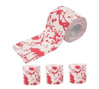 BAZEITFLOW 4rolls Unique Halloween Toilet Paper Soft Absorbent Bathroom Tissue with Spooky Blood Handprint Design for Festive Decor Party Use and Holiday Celebrations