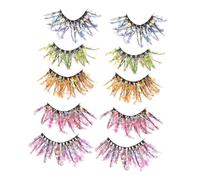 BAZEITFLOW 5 Pairs 25mm 3d Colorful Glow-in-the-dark False Eyelashes with Glitter Fluorescent Fiber Lashes for Party Makeup and Festival Wear