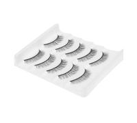 BAZEITFLOW 5 Pairs Chemical Fiber False Eyelashes Natural Volume Fake Lashes for Women Eye Beauty Makeup Soft Short Strip Lashes for Daily Wear Wedding Photo Shoot