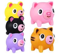 BAZEITFLOW 5 Pcs Cartoon Animal Squeeze Stress Relief Piggy and Tiger Figures Portable Soft Squishy Decompression for Adults Funny Tongue Sticking Design for Relaxation and Play