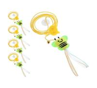BAZEITFLOW 5 Pcs Cat Teaser with Bell, Retractable Door Hanging String | Plush Bee Design, Elastic Rope for Indoor Play, Hands-free Doorway Setup for Busy Cat Owners