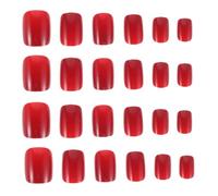 BAZEITFLOW 5 Sets Reusable Ultra-thin Red Press Nails Glossy Full Cover Short Square Artificial Fingernails for Christmas Party and Spring Festival with All-inclusive for Comfortable Daily