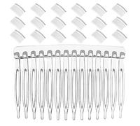 BAZEITFLOW 50pcs Clear Plastic Hair Combs Teeth Fine and Wide Tooth Side Hairpins for Women Bridal Veil Updo Styling Lightweight Wedding Accessories