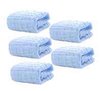 BAZEITFLOW 5pcs Baby Washcloths Cotton Supple Easy to Dry Blue Six-Layer Soft Face Towels Burping Cloths for Holiday and Christmas