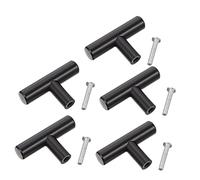 BAZEITFLOW 5pcs Bar Cabinet Handles Black Retro Style Drawer Knobs for Kitchen Bedroom Wardrobe Dresser Furniture Pulls Smooth Surface Single Hole Design