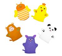 BAZEITFLOW 5pcs Bath Mitts Cotton Gloves Adorable Fruit Shapes Bathing Gloves Soft Exfoliating Sponge Mitts for Newborn Skin Massage and Gentle Cleansing