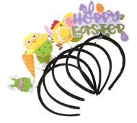 BAZEITFLOW 5Pcs Easter Party Hair Accessories Set for - Cartoon Bunny, Chick, Carrot, and Eggshell Headbands - Kawaii Easter Headwear for Birthday and Festival