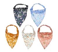 BAZEITFLOW 5Pcs Floral Printed Triangle Head Kerchief Elastic Hair Scarves for Women Comfortable Fit Versatile Hairbands for Daily Wear and Stylish Hairstyling