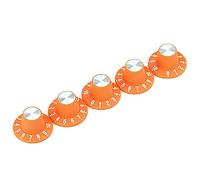 BAZEITFLOW 5pcs Orange Plastic Guitar Volume Knobs White Numbers High Neck Potentiometer Caps for Electric Guitar Bass Volume Control Accessories