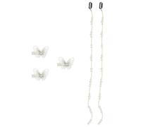BAZEITFLOW 5pcs Pearl Chain Clip Hair Extension Clip Ponytail Headpieces Elegant Realistic Artificial Pearl Iron Nylon Hair Accessories for Anniversary Party
