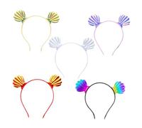 BAZEITFLOW 5pcs Sequin Hair Headbands Ocean-inspired Creative Hair Accessories for Kids, Assorted Colors Including Orange, Yellow, Rainbow, Purple, and White for Toddlers and Girls