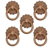 BAZEITFLOW 5Pcs Vintage Brass Ring Drawer Pulls 30Mm Antique Bronze Cupboard Handles for Kitchen Cabinets, Rustic Decorative Drawer Knobs Suitable for Furniture and Wardrobe Doors