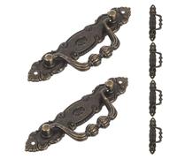 BAZEITFLOW 5pcs Vintage Bronze Drop Knobs Antique Drawer Pulls for Dresser Wardrobe Concealed Mount Decorative Hardware Elegant European Design for Cabinets Furniture