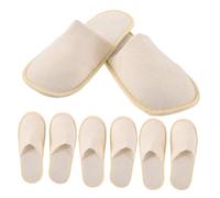 BAZEITFLOW 6 Pairs Foldable Travel Slippers Unisex Non-disposable Portable Spa Slippers for Business Trips Hotels Parties Breathable Comfortable Cotton-linen Material Random Color