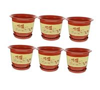 BAZEITFLOW 6 Sets Plastic Orchid Plant Pots with Drainage and Saucer Tray Large Thickened Nursery Planter Containers for Succulents Houseplants and Garden Flowers Household Flowerpots with