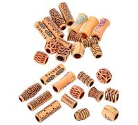 BAZEITFLOW 65pcs Large Hole Wood Craft Beads for Dreadlock Braids Hair Extension Rings Dread Beads for Braided Ponytail Decoration