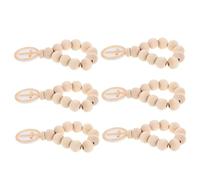 BAZEITFLOW 6pcs Baptism Beads Rosary Mini Baptism Rosaries Beads Bracelets Christening Party Favors First Communion Supplies Organza Pouch Catholic Prayer Finger Charm Wood