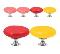 BAZEITFLOW 6pcs Ceramic Heart Shaped Toilet Tank Push Button Replacement with Love Symbol Resilient Stain-Resistant Flush Handles for Women with Long Nails Modern Minimalist Style Suitable