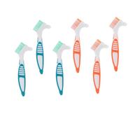 BAZEITFLOW 6pcs Denture Cleaning Brush Toothbrush Crevice Brush False Teeth Cleaning Tool Plastic