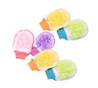 BAZEITFLOW 6PCS Exfoliating Bath Ball Gloves for Men Women Single-side Fiber Shower Scrub Gloves Comfortable Fit Portable Body Wash for Dead Skin Removal and Deep Cleaning Random Color