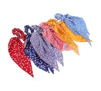 BAZEITFLOW 6pcs Fabric Hair Ties for Women Girls with Heart Shape and Ribbon Tails, Soft Fabric Comfort and Strong Elasticity, for Gym and Special Occasions Hair Accessories