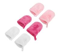 BAZEITFLOW 6Pcs Facial Cleaning Gloves Breathable Makeup Remover Mitts for and Exfoliating for Refreshing Skin and Removing Makeup Convenient Travel Beauty Tool White Rose Pink Pink