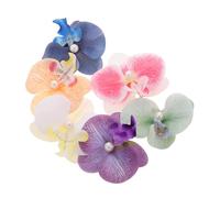 BAZEITFLOW 6pcs Hair Clips Multicolor Phalaenopsis Hairpins with Pearls for Beach Photos Hawaiian Flower Accessories for Women