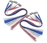 BAZEITFLOW 6pcs Hair Tinsel Extensions Sparkly Glitter Hair Accessories for Women DIY Styling Skin-friendly Colorful Strands in Silver Blue Pink for Parties and Everyday Use