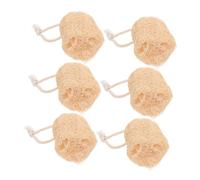 BAZEITFLOW 6pcs Natural Loofah Exfoliating Sponges Reusable Body and Face Scrubber Pads Gentle Dead Skin Removal Bath Cleaning Tool for Smooth Radiant Skin