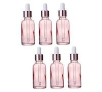 BAZEITFLOW 6Pcs Peach Pink Glass Dropper Bottles with Rose Gold Ring Refillable Perfume Sample Bottles for Essential Oils Liquid Storage and Travel