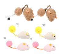 BAZEITFLOW 6pcs Plush Cat Mouse with Bell Soft Kitten Plaything in White Pink Brown Interactive Indoor Chew to Stimulate Hunting Instincts and Promote Exercise for Cats