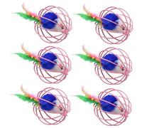 BAZEITFLOW 6pcs Plush Cat Teaser Set Realistic Caged Interactive Kitten Playing with Sound Stimulating Hunting Instincts and Exercise for Healthy Pets Random Color Random Color