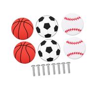 BAZEITFLOW 6pcs Sports Ball Drawer Knobs with Basketball Football Baseball Designs Smooth Friendly Finish Fit for Bedroom Cabinets Dressers and Wardrobes Sports Themed Furniture Pull Handles