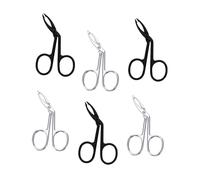 BAZEITFLOW 6pcs Stainless Steel Eyebrow Clips Oblique Tweezers with Rubber Buckle Zinc-Aluminum Die-Casting High Hardness for Facial Hair Removal and Precise Grooming