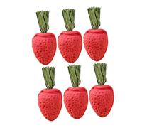 BAZEITFLOW 6pcs Strawberry Shaped Chew Toys Small Animal Chewing Playthings Guinea Pig Enrichment Toys Rabbit Chew Accessories for Hamster and Bunny Dental Health