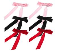 BAZEITFLOW 6pcs Velvet Hair Bows Hair Clips Bow Clips for Women Accessories for Teen Girls Women