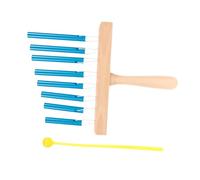 BAZEITFLOW 8 Bars Wind Chime Percussion Instrument with Mallet Stylish Design Blue Stainless Steel Wood 8 Different Scales Creating Rich Musical Effects Pleasant Tone for Garden and Home