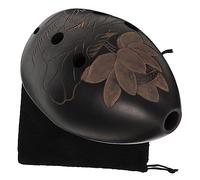 BAZEITFLOW 8-hole Pottery Ocarina Pear-shaped Vintage Wind Instrument for Children Carry Bag, Black Brown Pattern, Suitable for Beginners and Ethnic Music Playing Random Color