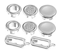 BAZEITFLOW 8 Pcs Sink Overflow Covers with Chrome Plated Rings Reusable Bathroom and Bathtub Drain Trim Multiple Designs for Basin Overflow Protection