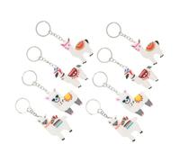 BAZEITFLOW 8pcs Cute Alpaca Animal Keychain Charms PVC Pendant for Women Backpack Bag Decoration Cartoon Style Unique Hanging Ornaments
