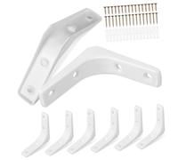 BAZEITFLOW 8pcs Iron Brackets Shelf Support Triangle Floating Wall Mounted Shelf Brackets with Rounded Edges for Heavy Duty Load Bearing and Easy Installation White Angle