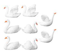 BAZEITFLOW 8pcs Mini Resin Swan Figurines Lightweight Garden Ornaments for Micro Landscape Tabletop Decor Non-fading Outdoor Suitable Miniature Swan Models