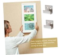 BAZEITFLOW 8pcs Picture Frame Hangers Kit Stainless Steel Double Hole Hooks for Hanging Photos Posters Paintings Home Office Wall Decorations
