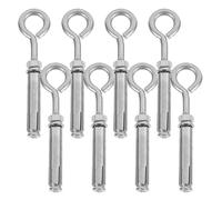 BAZEITFLOW 8pcs Stainless Steel Expansion Concrete Wall Eye Bolts with Hook Heavy Duty Eyebolt Screws for Masonry Manhole Cover and Mesh Grate Securing Outdoor Urban Infrastructure Anchors