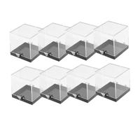BAZEITFLOW 8pcs Transparent Square Display Cases Sample Storage Boxes Dustproof Organizer for Minerals Statues Figurines Portable Showcase