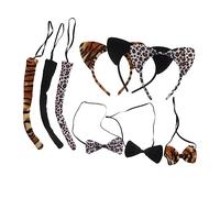 BAZEITFLOW 9pcs 3 Sets Ears Headband Tail Cosplay Suit with Lovely Funny Design Assorted Color Cloth Plastic Artificial Wool Comfortable Masquerade and Daily Life at Home for Children